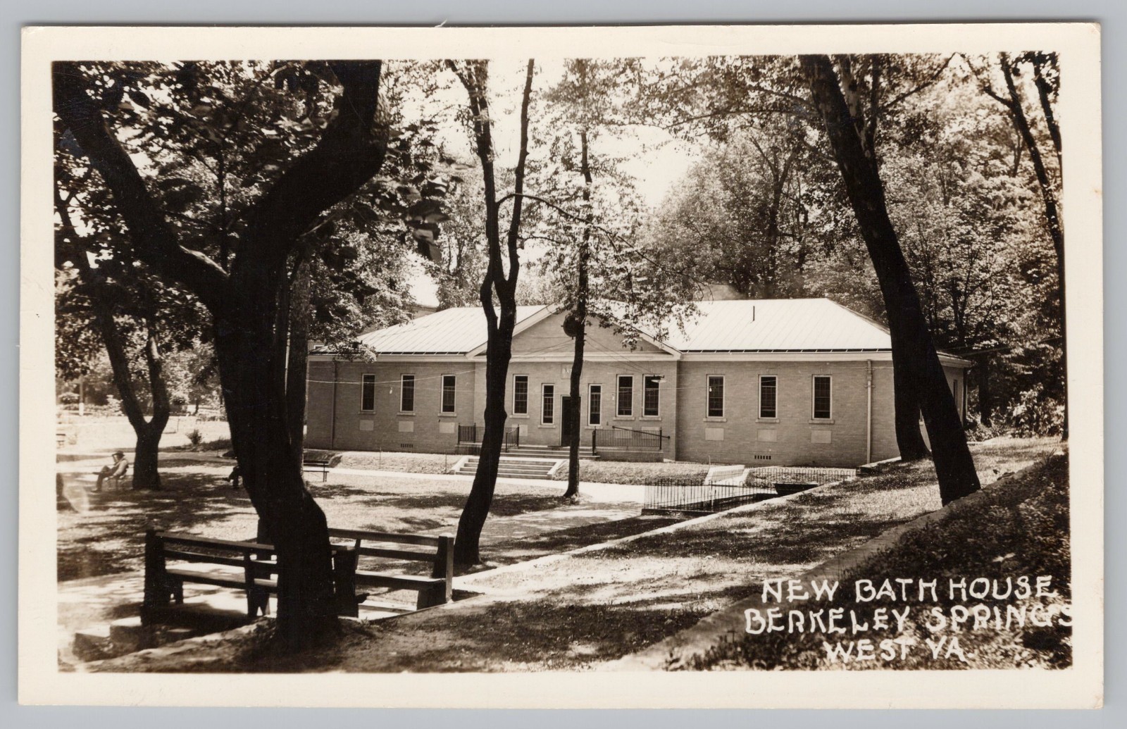 RPPC New Bath House, Berkeley Springs WV West Virginia Real Photo Postcard