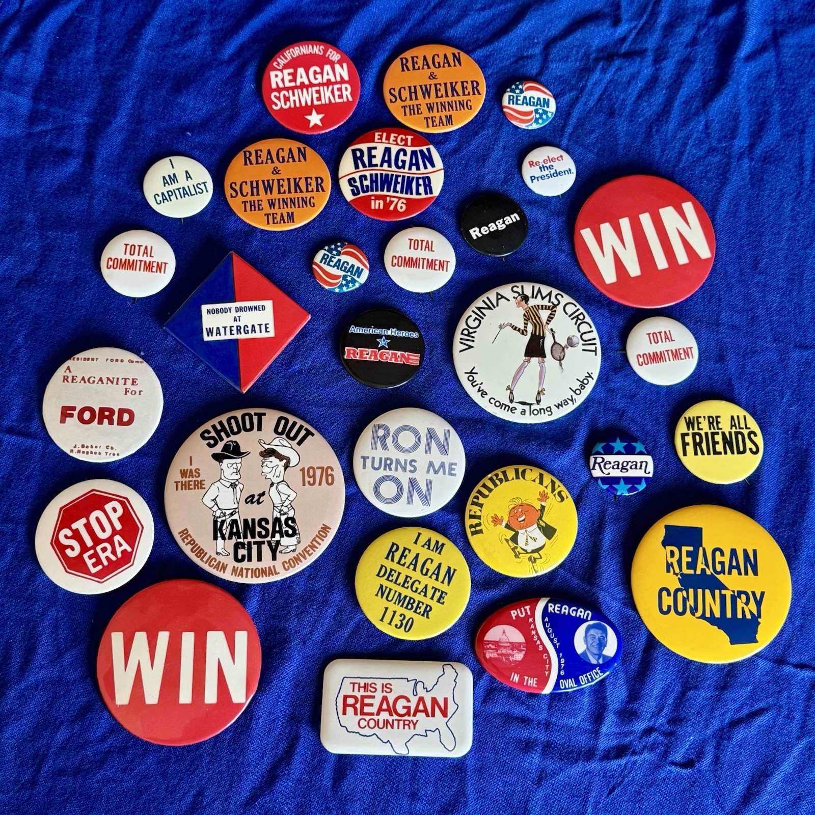 Vintage Ronald Reagan Political Button Lot 1976 RNC Convention Schweiker 27 Pins