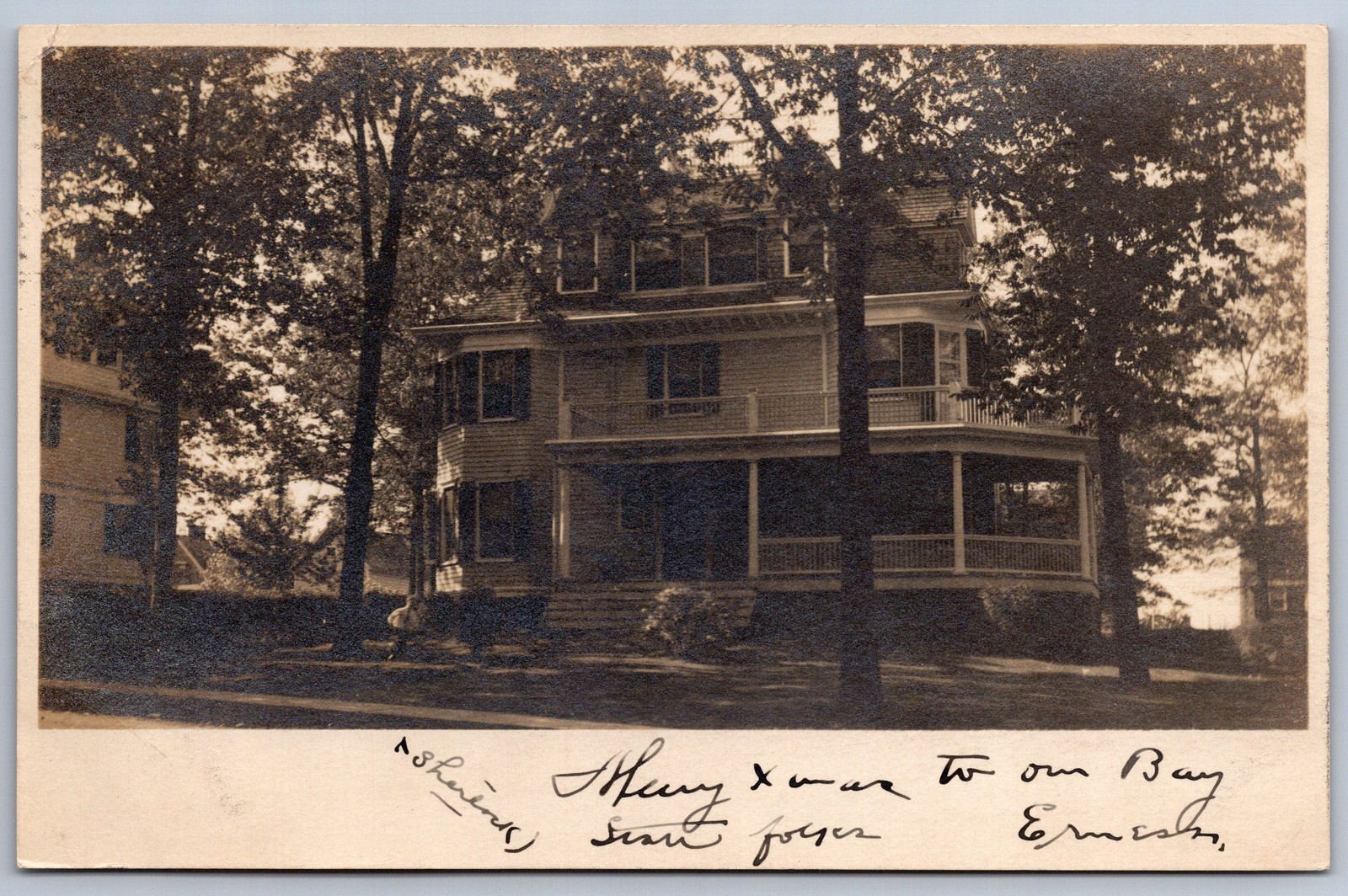 RPPC Large House Residence Real Photo Postcard 1909 Madison Sq NY Postmark