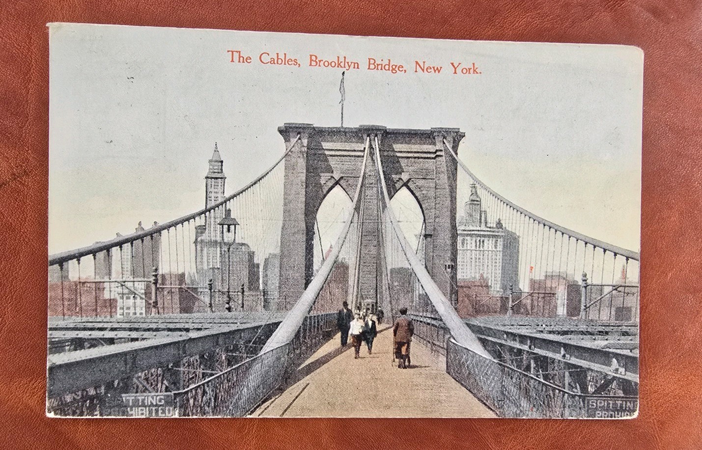 Antique New York City NYC Postcard The Cables Brooklyn Bridge