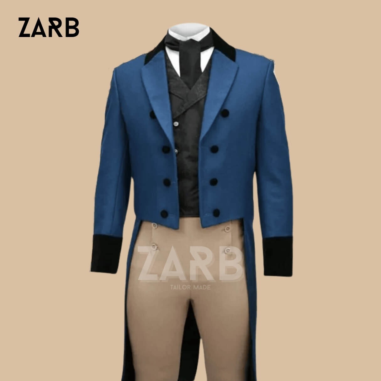 Blue Regency Tailcoat | 19th Century Mens Jacket | Bridgerton Costume Coat