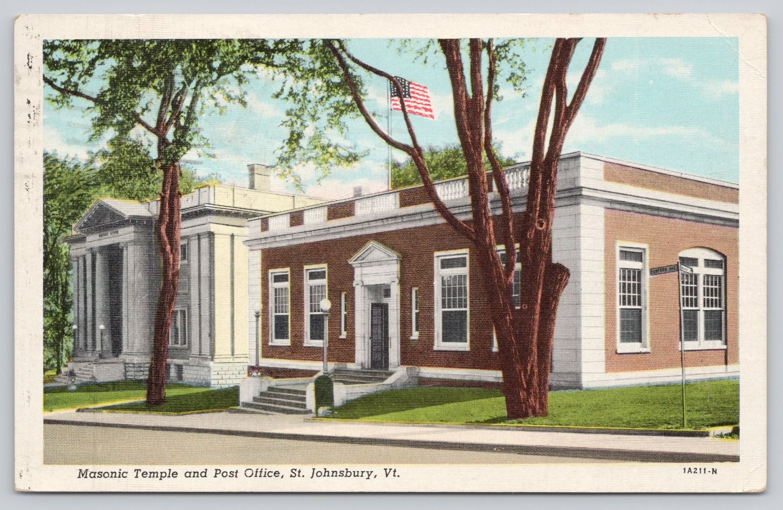Vintage St. Johnsbury VT Masonic Temple Post Office Postcard 1948 Postmark Vintage St. Johnsbury VT Masonic Temple Post Office Postcard 1948 Postmark
