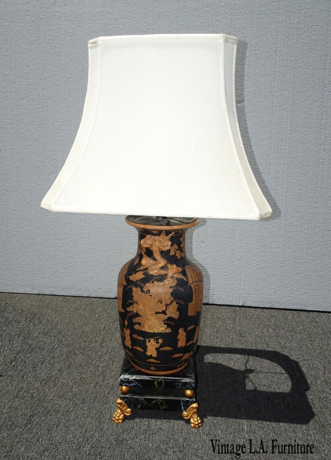 Designer Frederick Cooper Oriental Asian Chinese Black Table Lamp Light