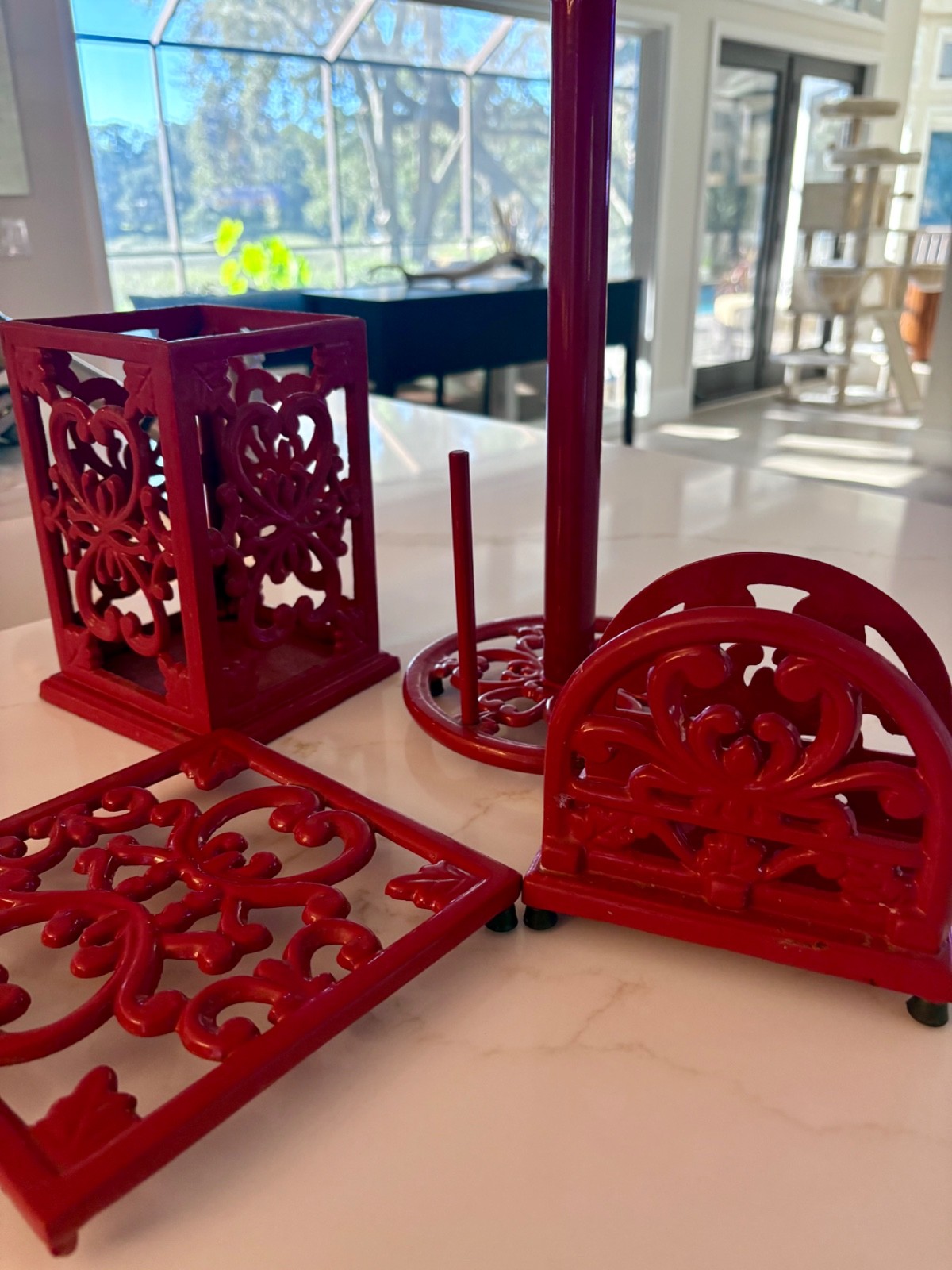 Vintage Red Cast Iron Kitchen Accessories