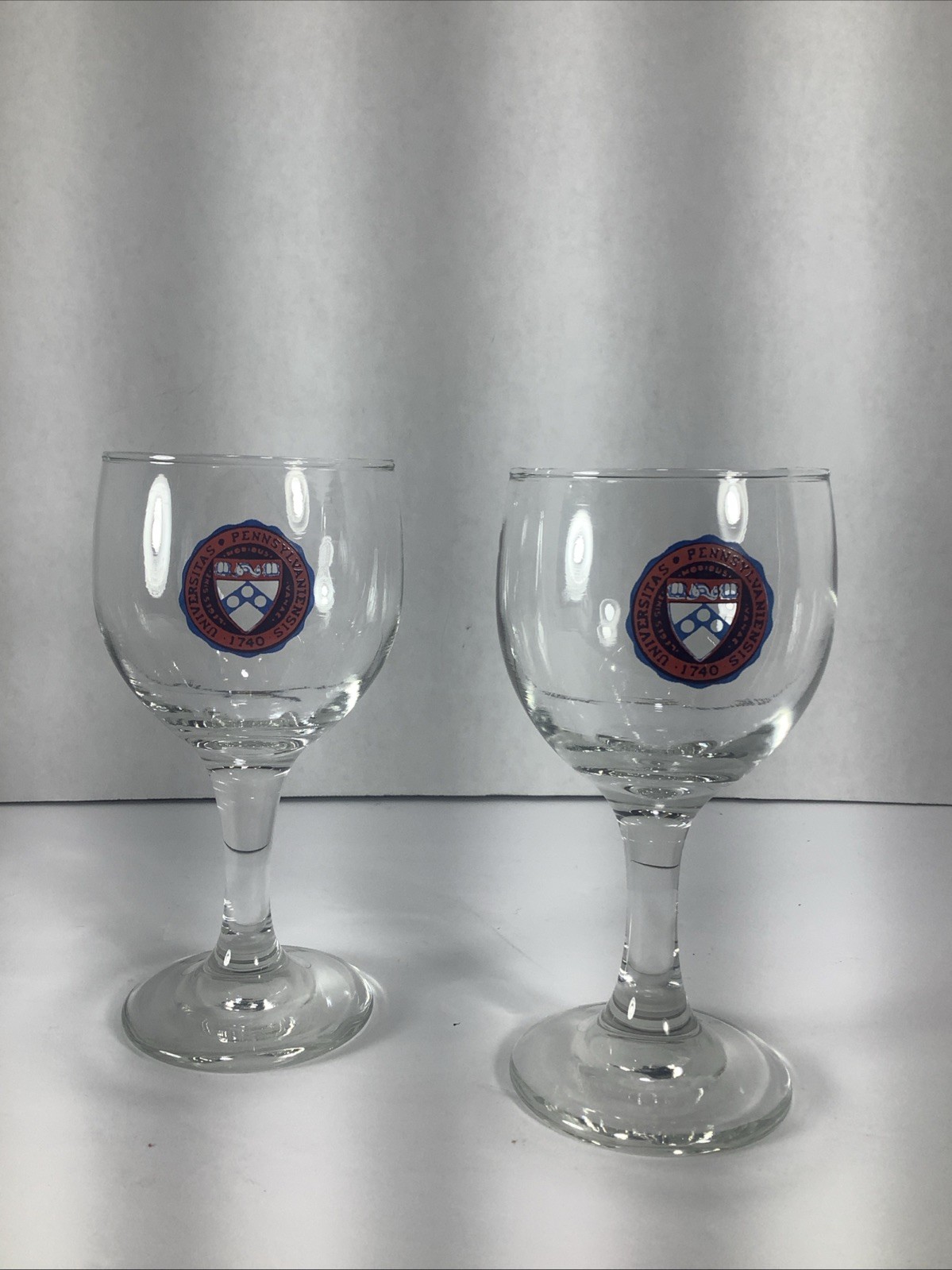Set Of 2~Collectible University Of Pennsylvania Short Wine Glasses