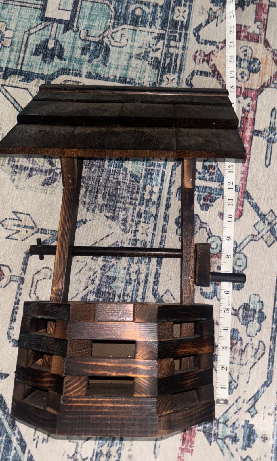 Hand Crafted Wooden Wishing Well Planter Wall Hanging Sculpture Folk Art 18\ Hand Crafted Wooden Wishing Well Planter Wall Hanging Sculpture Folk Art 18\