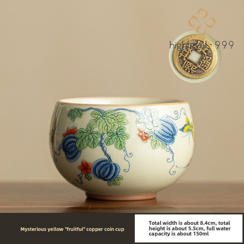 150ml Exquisitely Ceramics Dehua Teaware Hand-drawn Master\'s Cup Copper Cup