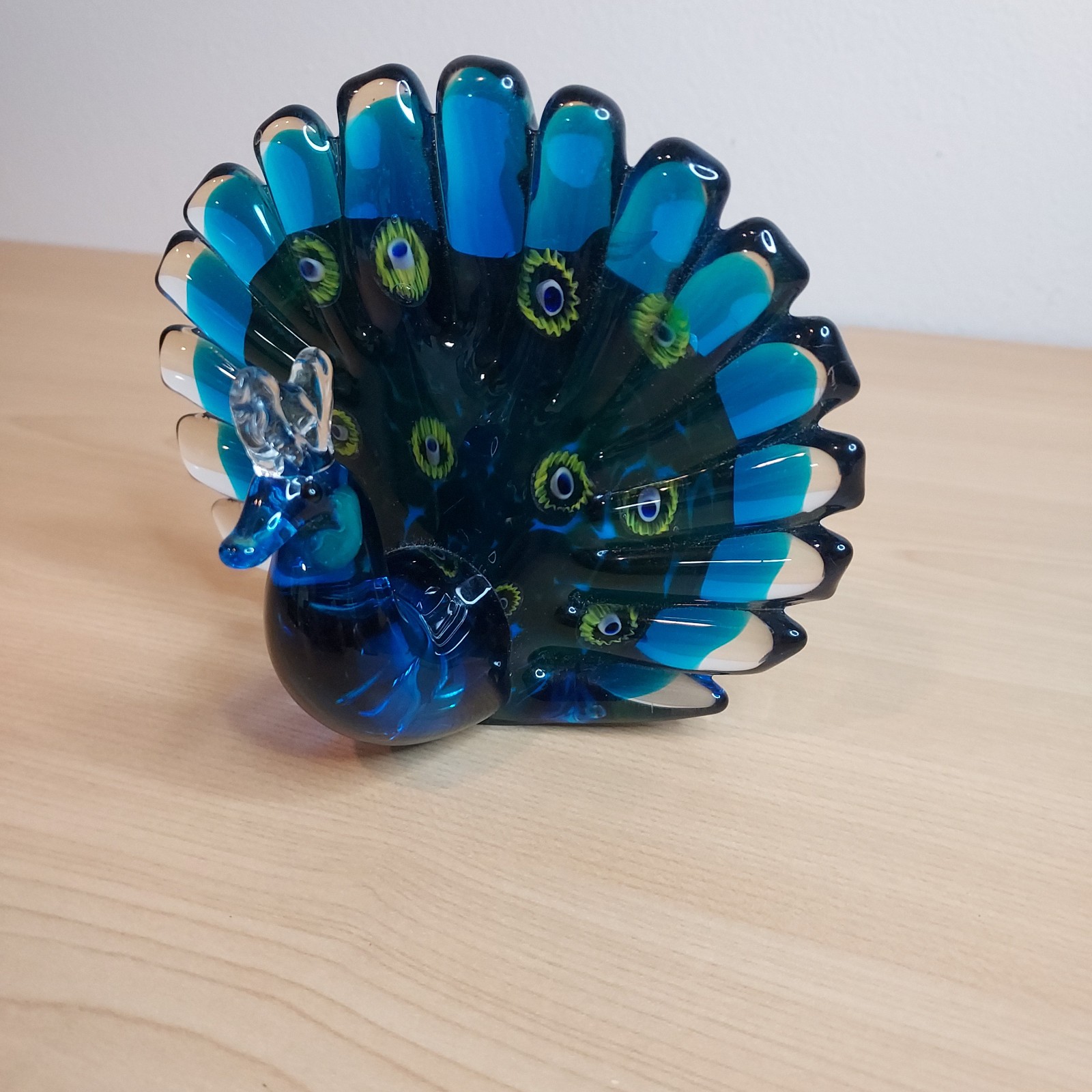 Dynasty Gallery 1951 Infused Art Glass Peacock Paperweight Dynasty Gallery 1951 Infused Art Glass Peacock Paperweight