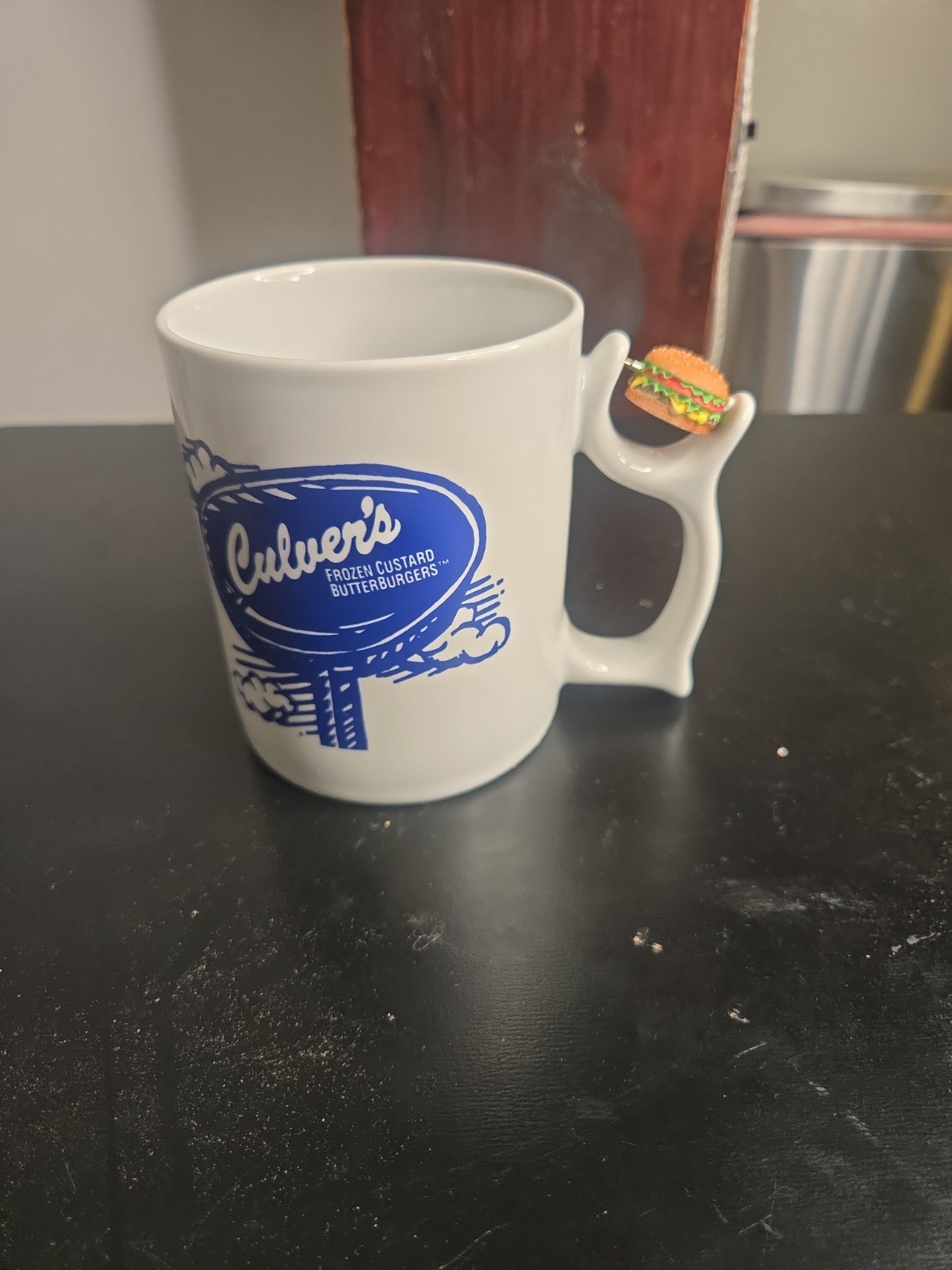 RARE Culver's Vintage Spinner Mug with 3D Spinning Hamburger White Coffee Mug RARE Culver's Vintage Spinner Mug with 3D Spinning Hamburger White Coffee Mug
