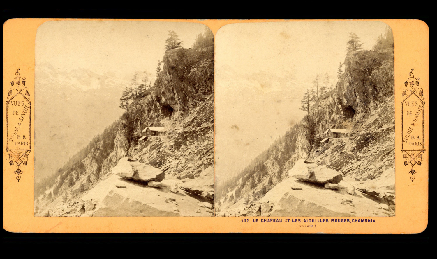 France, Chamonix, Le Chapeau et les Aiguilles Rouges, ca.1875, stereo print 