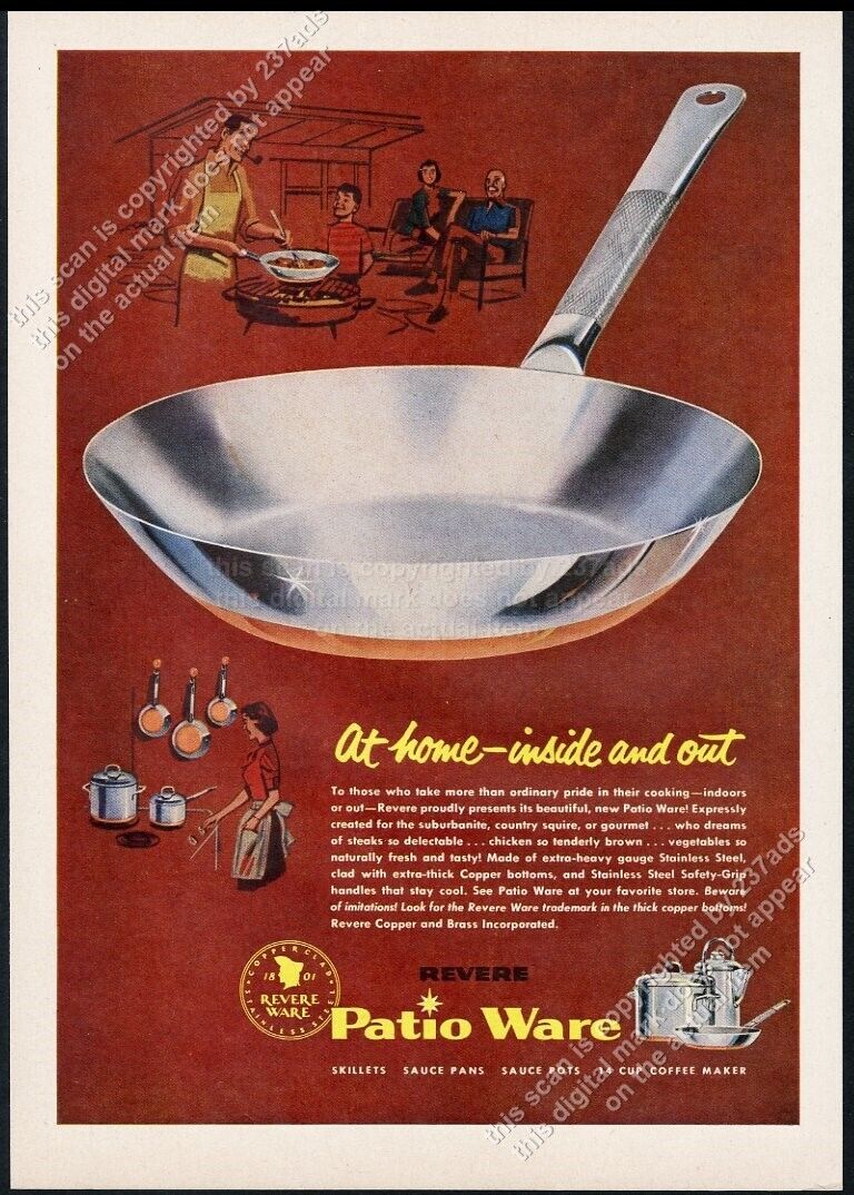 1956 Revere Ware Patio Ware big cookout skillet photo vintage print ad
