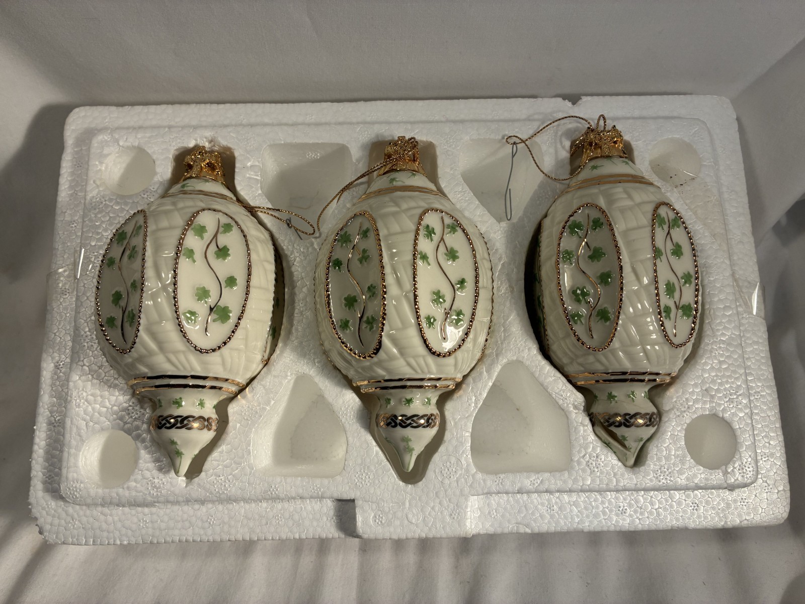 Irish Blessings Porcelain Christmas Ornaments Bradford Editions Set of 3