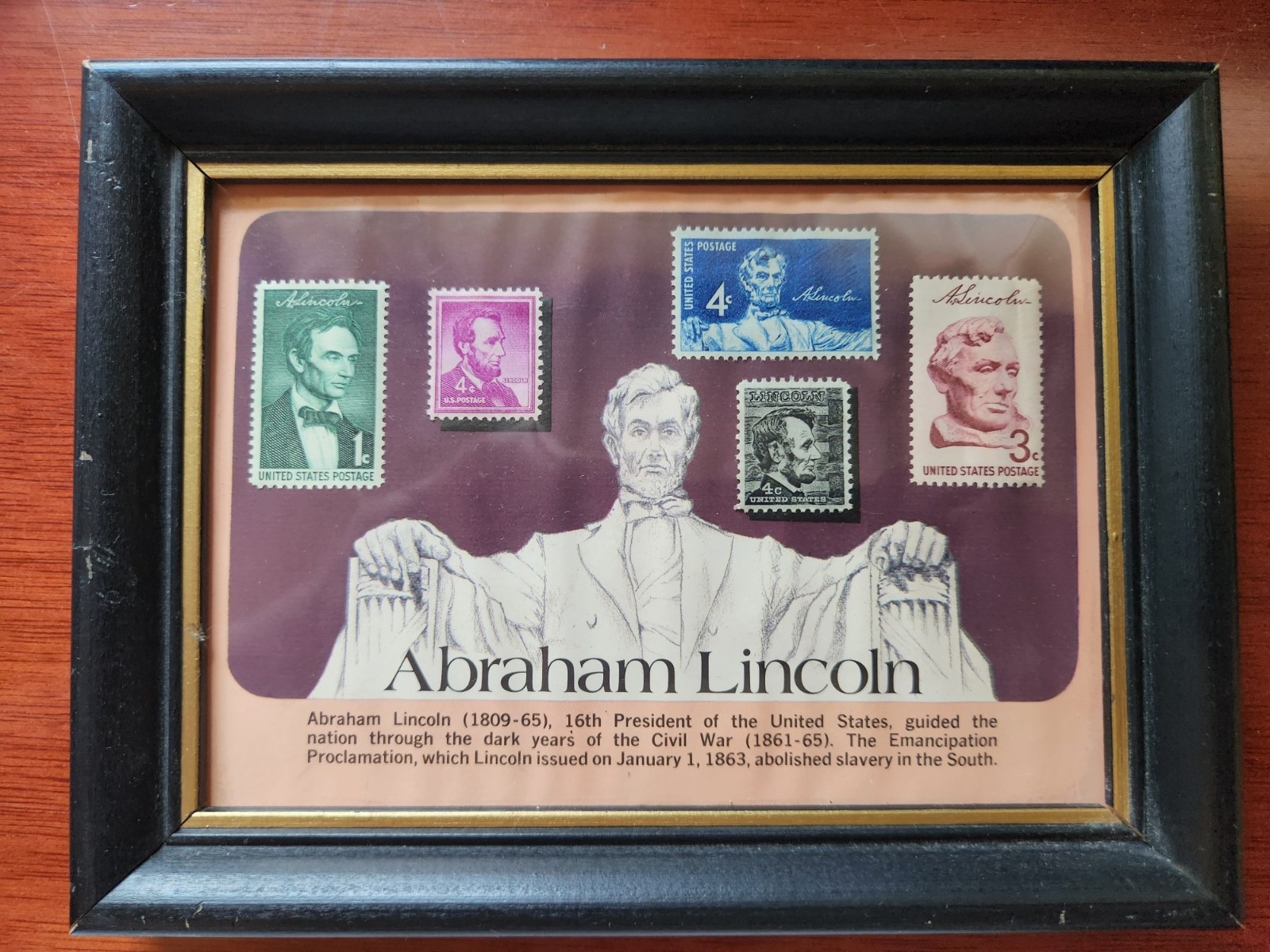 Abraham Lincoln Vintage Stamp Set Framed 6