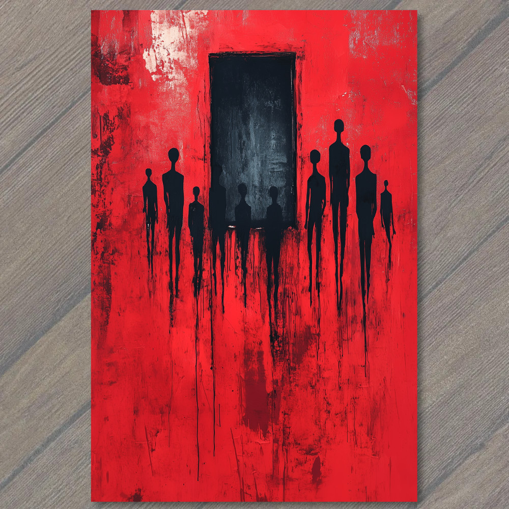 POSTCARD Abstract Red Black Figures Portal Dystopian Shadows Horror Surreal Melt POSTCARD Abstract Red Black Figures Portal Dystopian Shadows Horror Surreal Melt
