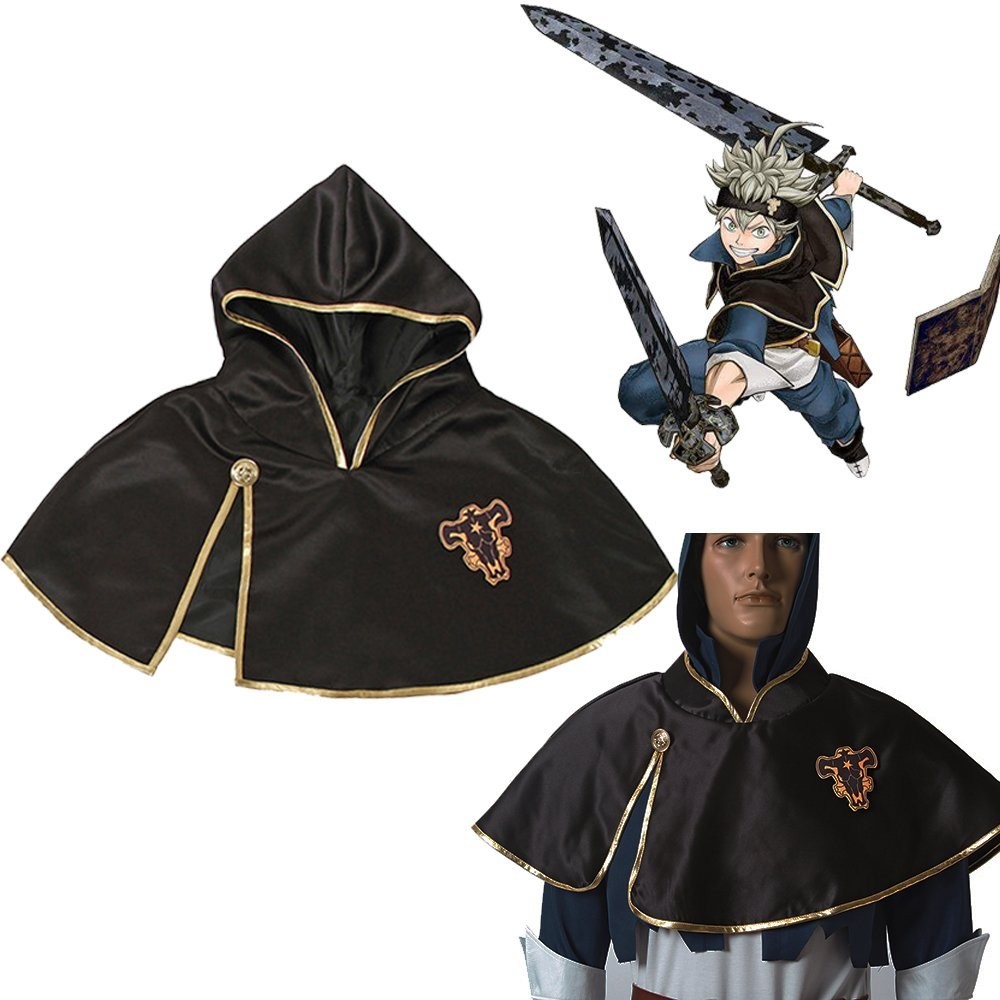 Asta Black Clover Team Black Bull Hooded Black Short Cloak Cosplay Costume Anime
