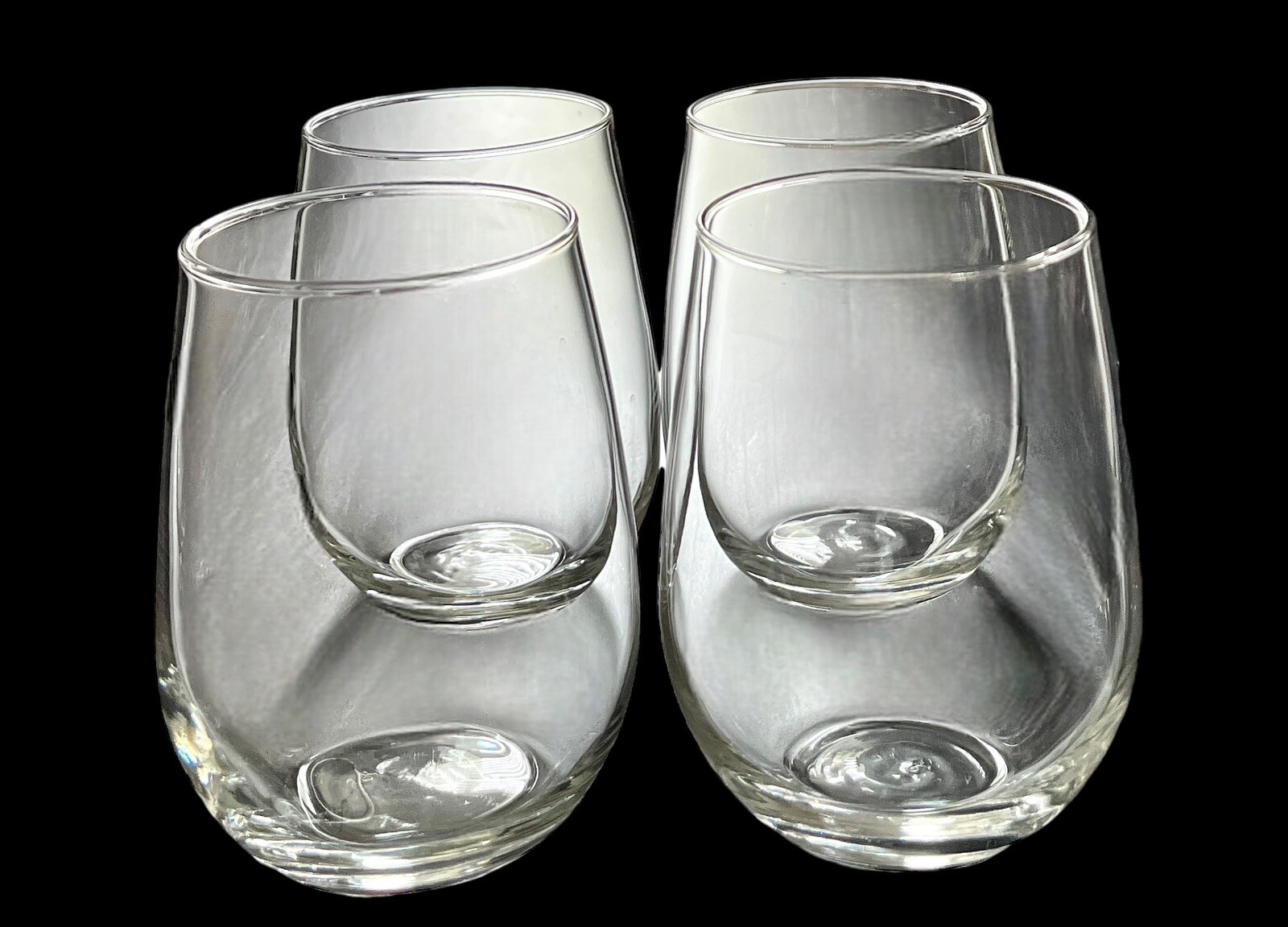 Set Of 4 Libbey Glass Company Embassy 4.5” Stemless Wine Glasses Excellent