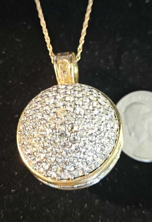 Genuine Swarovski Swan Signed Crystal Ball Necklace Pendant