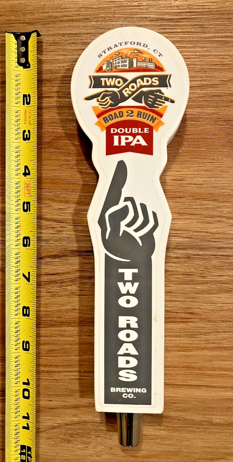 Two Roads Beer Tap Handle Knob Topper Bar Top Keg Draft Brewing Road 2 Ruin IPA