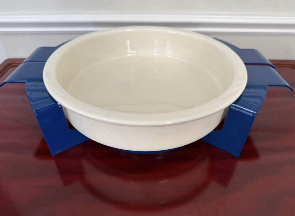 NOS Vintage Cobral by Beucler 1½ Quart Quiche Dish Set Blue Frame CC6007 USA