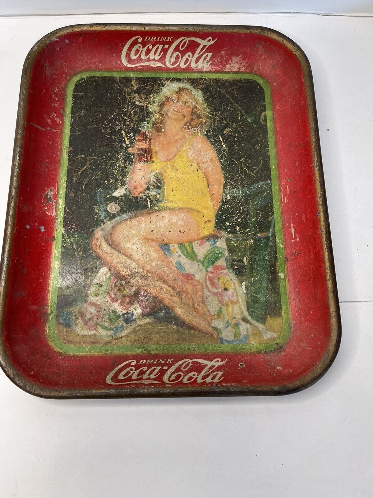 Vintage Coca Cola Serving Tray Circa 1932 Blonde - Frances Dee Bathing Suit