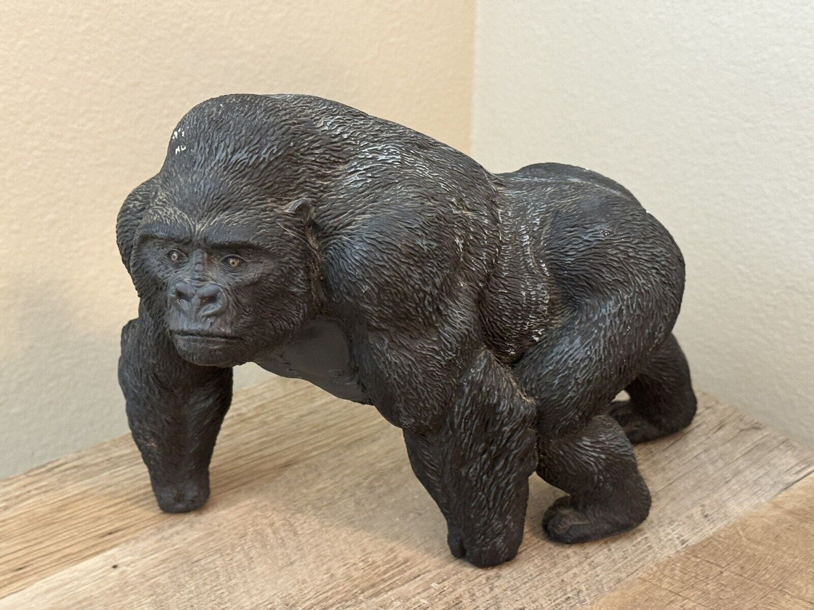 Gorilla Figurine Black Hard Rubber Detailed Jungle Animals Weighs 3.82 Pounds