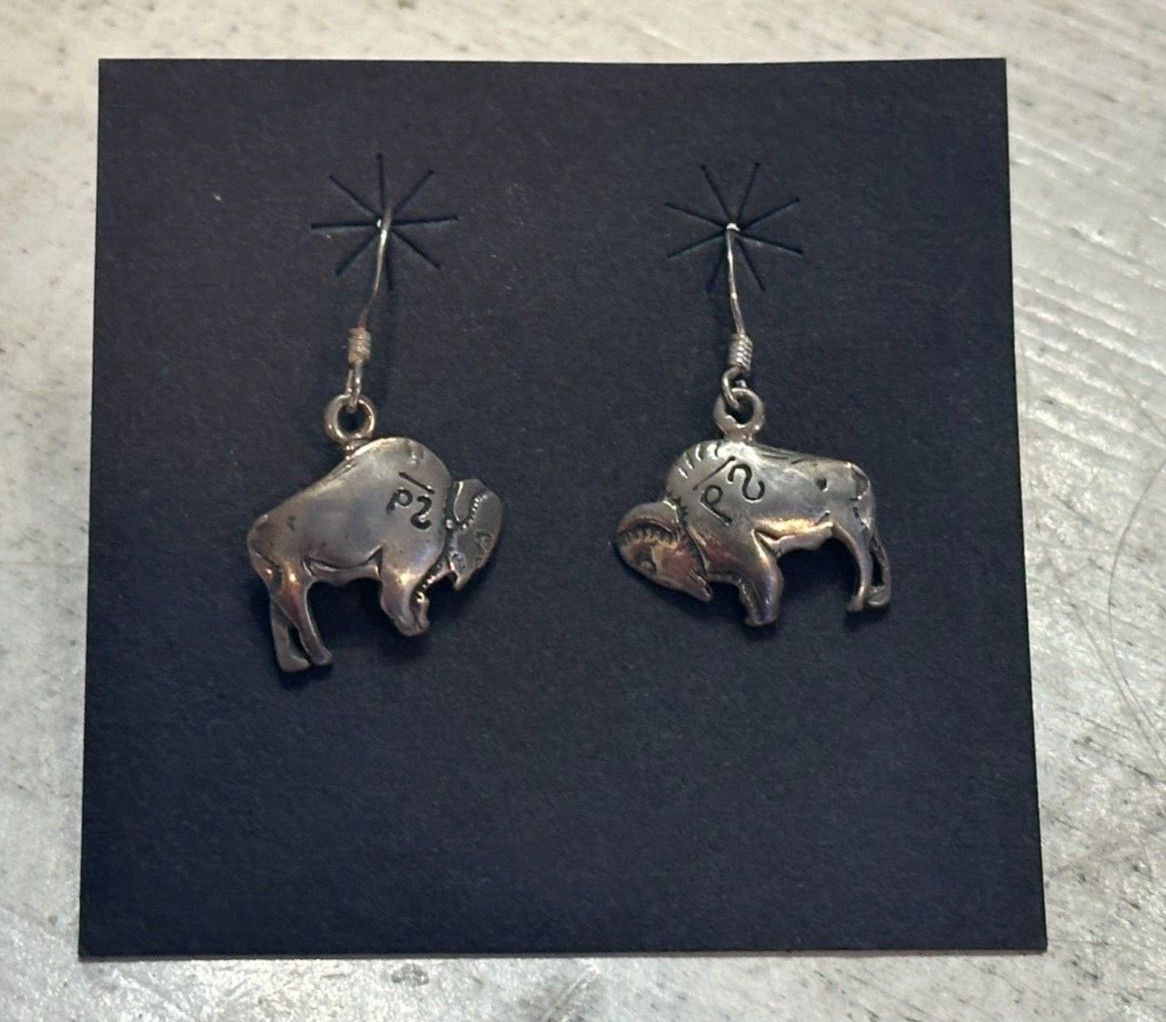PHILMONT STERLING SILVER EARRINGS SCOUT RANCH BUFFALO With Brand