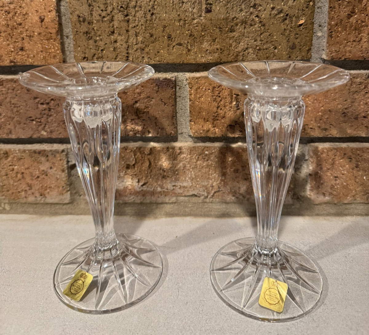 Vintage West Germany Bleikristall 24% Lead Crystal Candlesticks Pair 6.25\
