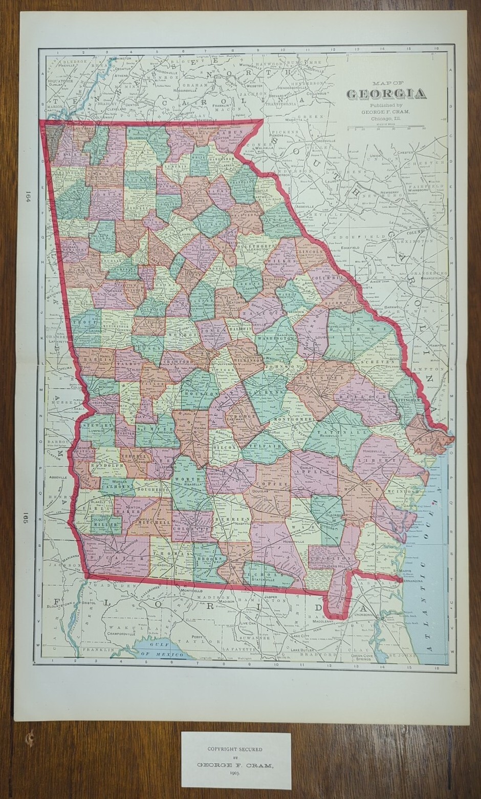 Vintage 1903 GEORGIA Map 14