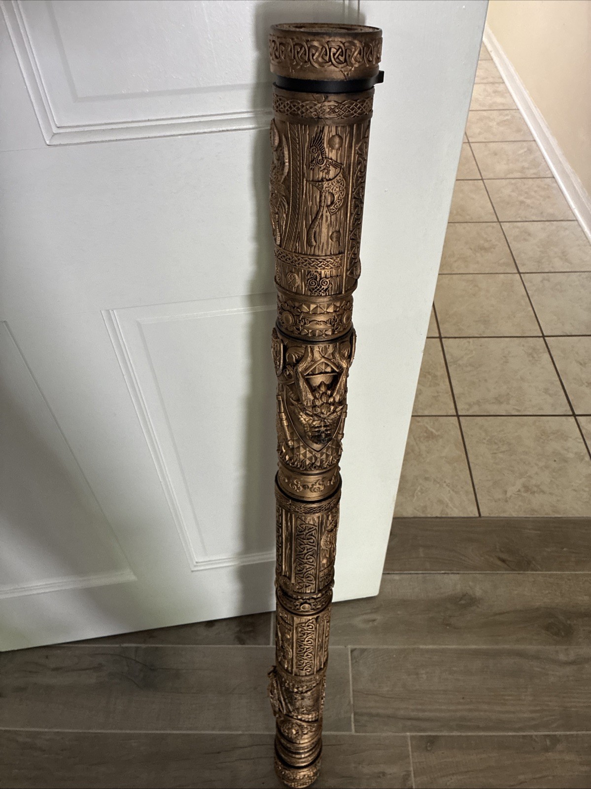 Medieval Map Carrying Tube With Dragons And Vikings On It ￼