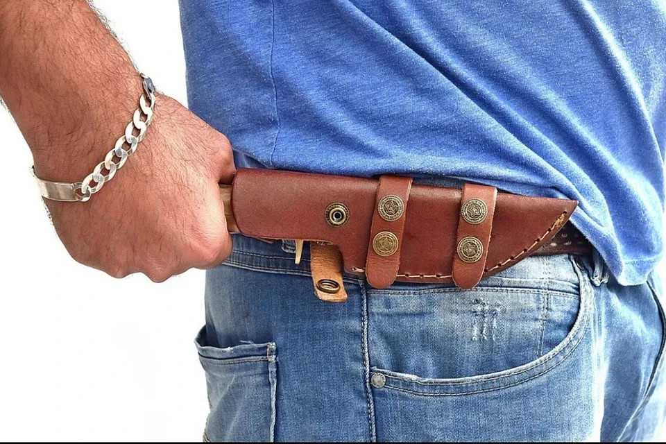 Handmade Leather Knife Sheath Fix Blade Leather Case Vertical Horizontal Sheath