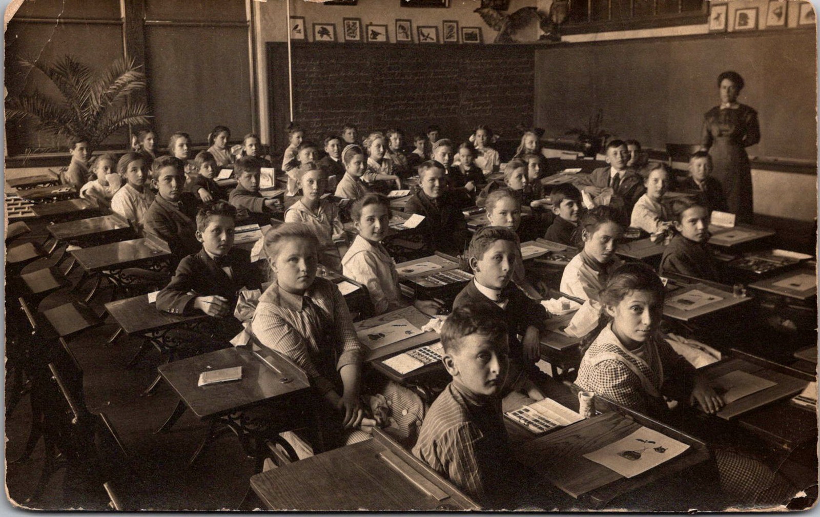 RPPC School Classroom Children and Teacher Vintage Postcard 4P24-26 RPPC School Classroom Children and Teacher Vintage Postcard 4P24-26