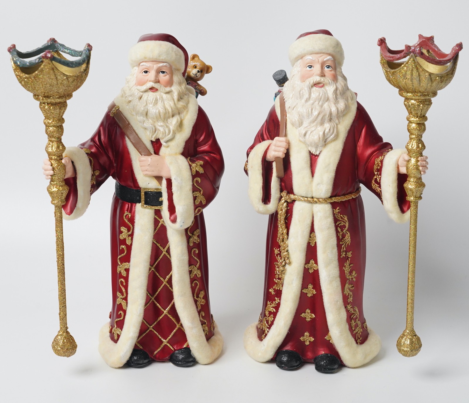 Vintage Kirkland Signature Pair Santa Claus Candleholder Figures Christmas 12
