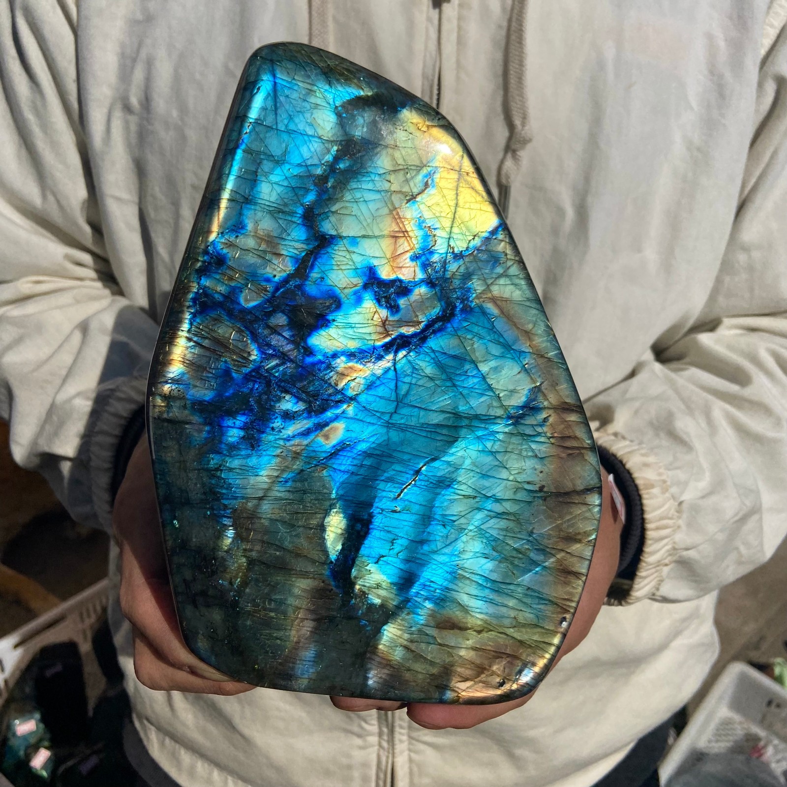 7.3lb Natural Gorgeous Labradorite Quartz Crystal Stone Specimen Healing