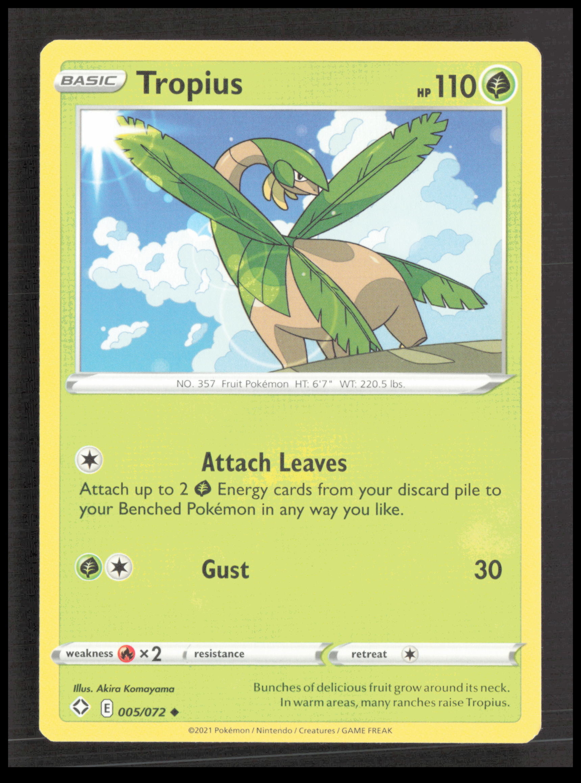 Tropius 005/072 Uncommon Shining Fates Pokemon tcg Card CB-1-2-B-14