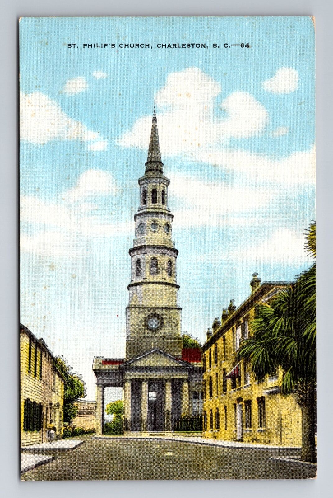 Charleston SC-South Carolina, St Philip's Church, Antique, Vintage Postcard