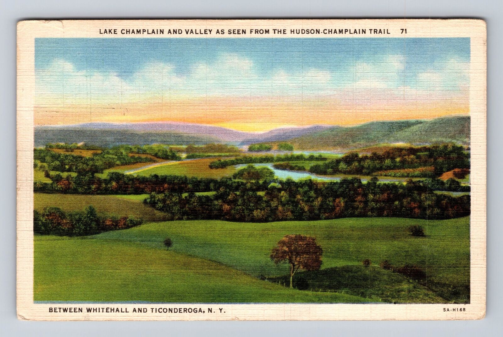 Whitehall NY-New York, Lake Champlain & Valley From Trail, Vintage Postcard