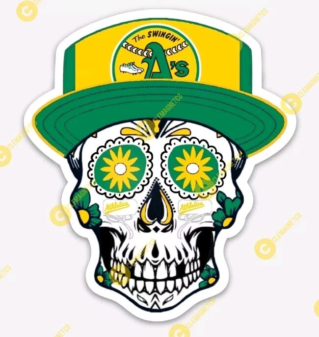 Oakland A\'s Sugar Skull MAGNET - Athletics Rooker MLB Premium Vinyl LAS VEGAS