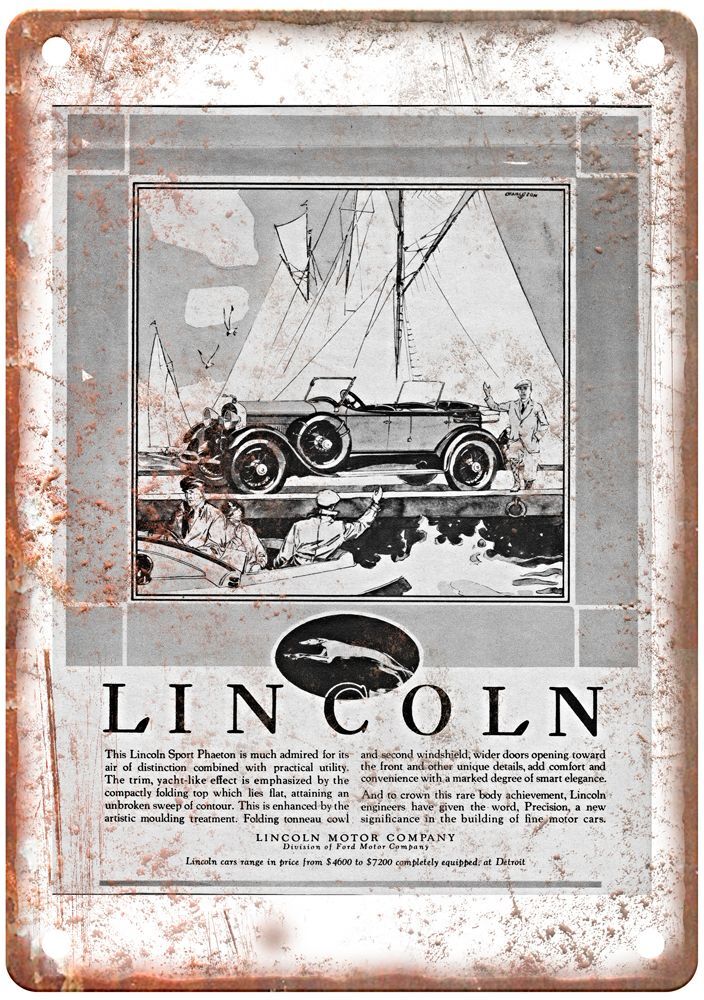 Vintage 1927 Lincoln Sport Phaeton Auto Ad Retro Look Metal Sign A3954 Vintage 1927 Lincoln Sport Phaeton Auto Ad Retro Look Metal Sign A3954