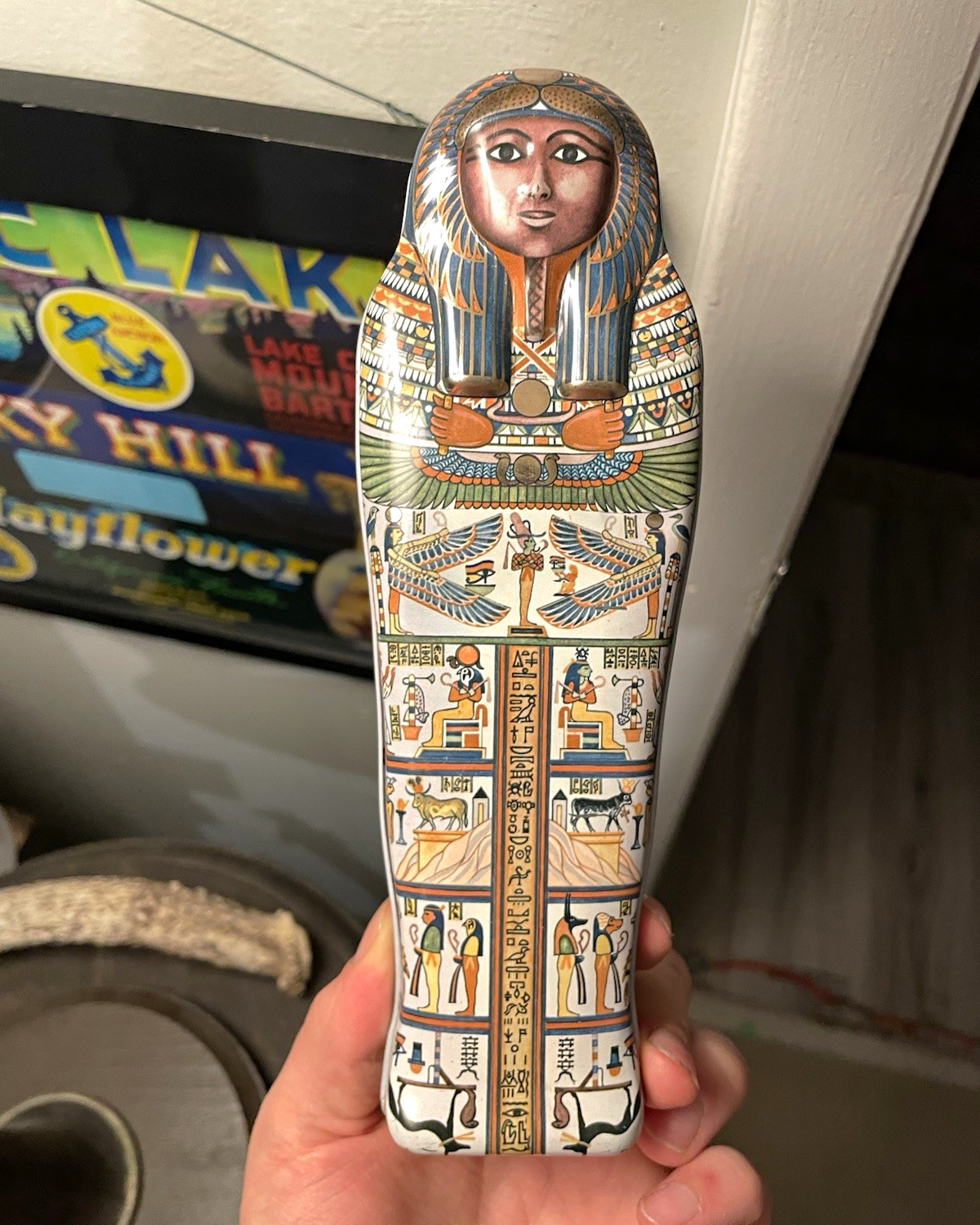 British Museum HunkyDory Egyptian Sarcophagus/Mummy Tin Box Container w/ Lid