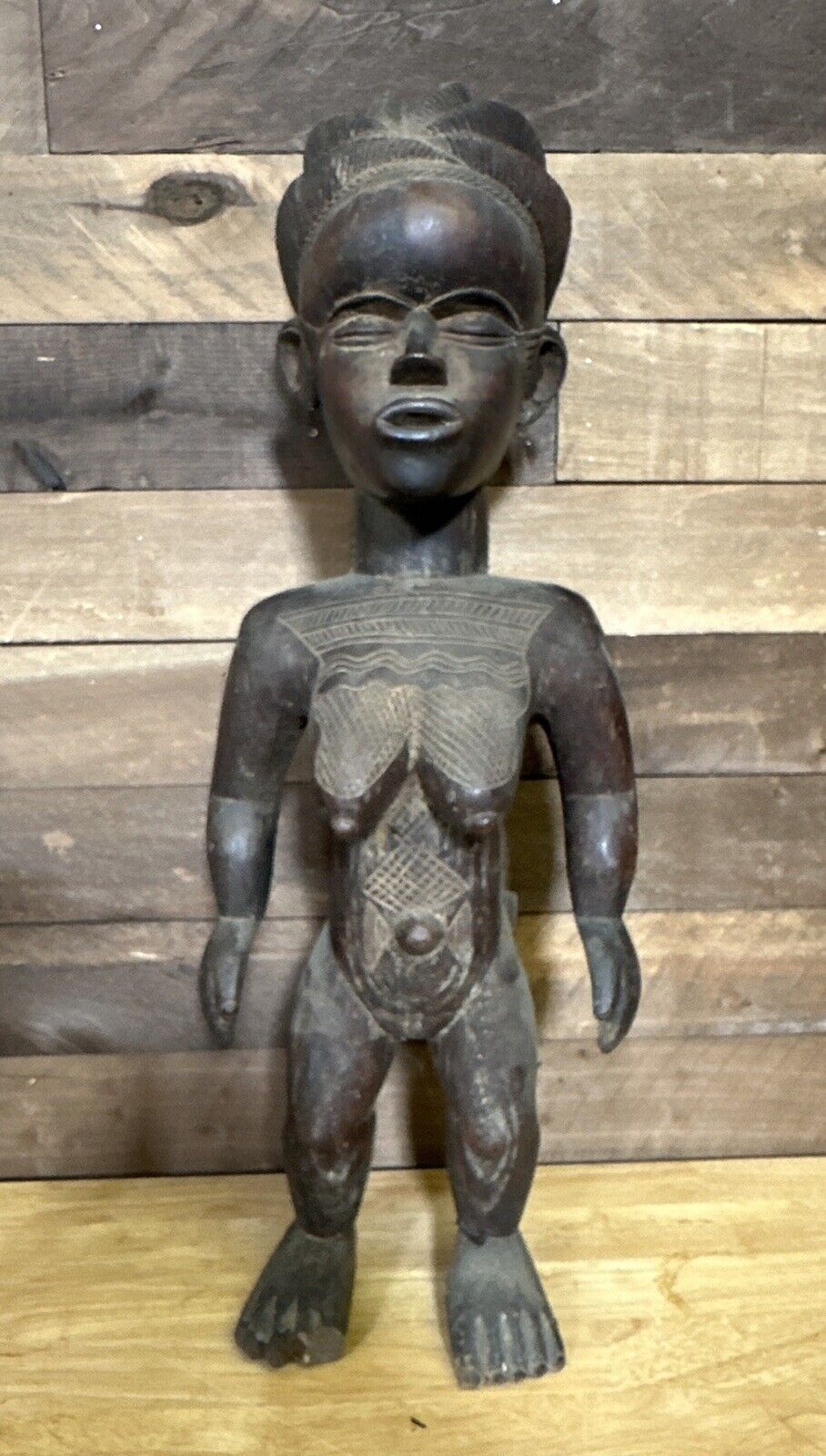 Vintage Wooden African Art Yoruba statue 27”
