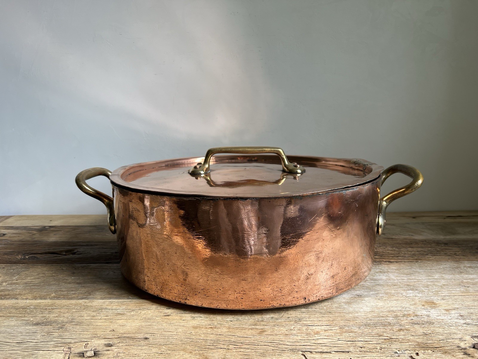 Massive Antique E. Dehillerin Copper Rondeau with Lid - 3.4mm