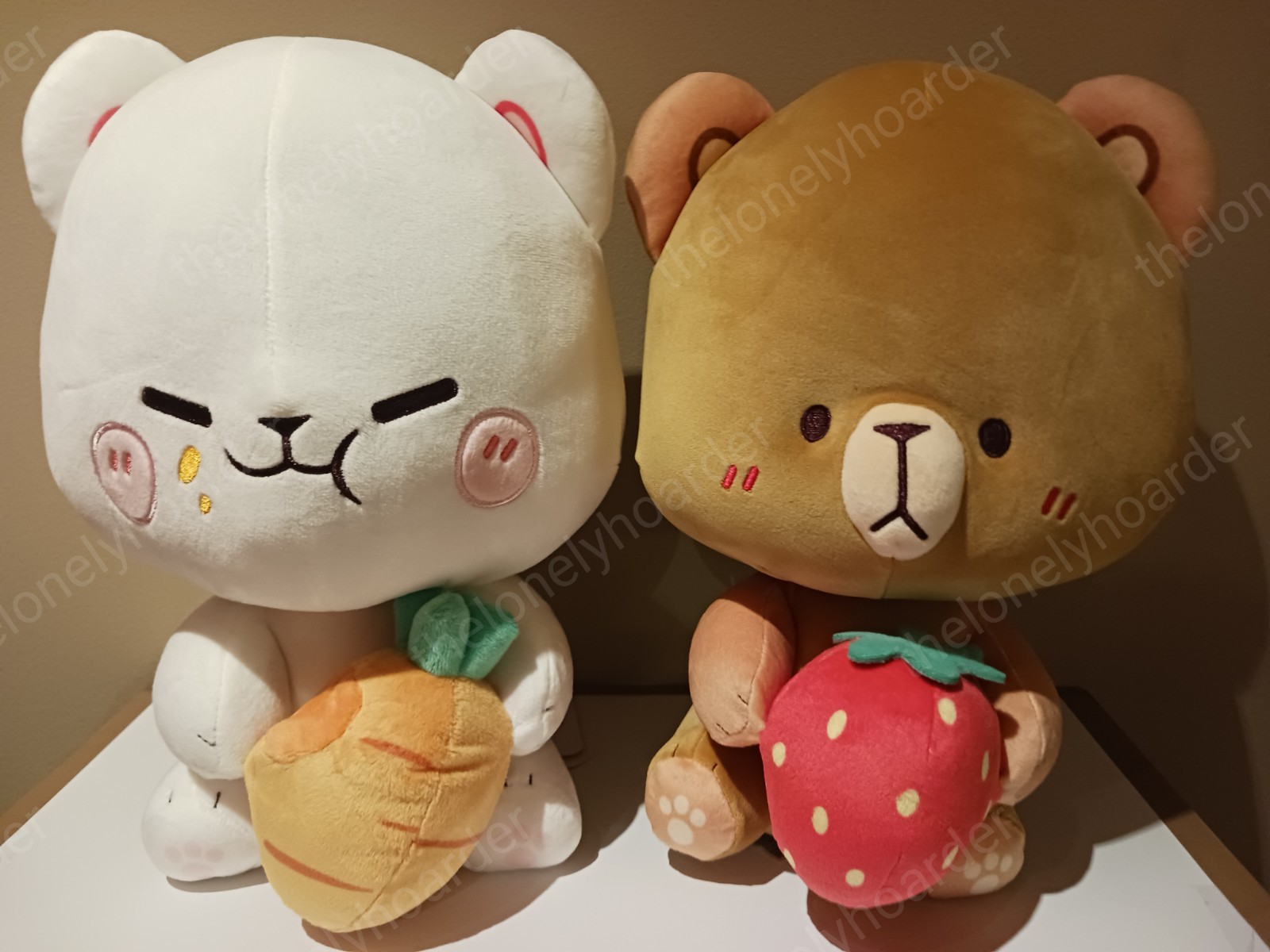 Milk Mocha Bear Carrot Milk & Strawberry Mocha Set of (2) Soft 12\