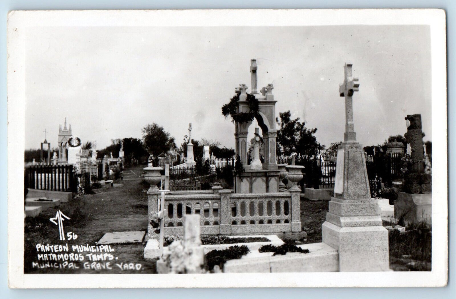Matamoros Tamaulipas Mexico Postcard Municipal Grave Yard c1920's RPPC Photo