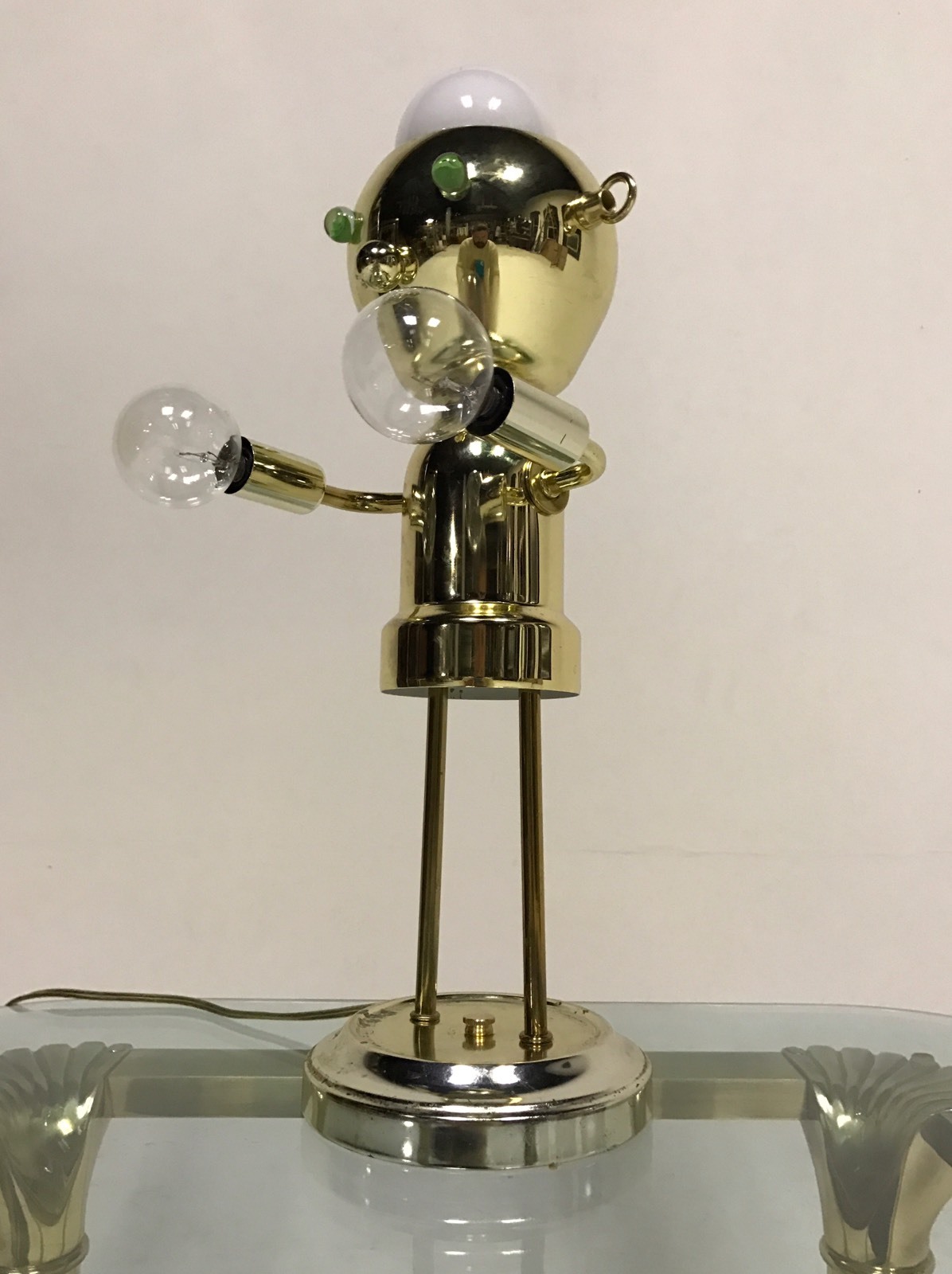 VINTAGE ROBOT LIGHT LAMP MID CENTURY MODERN TORINO SPACE UFO ATOMIC METAL SAUCER