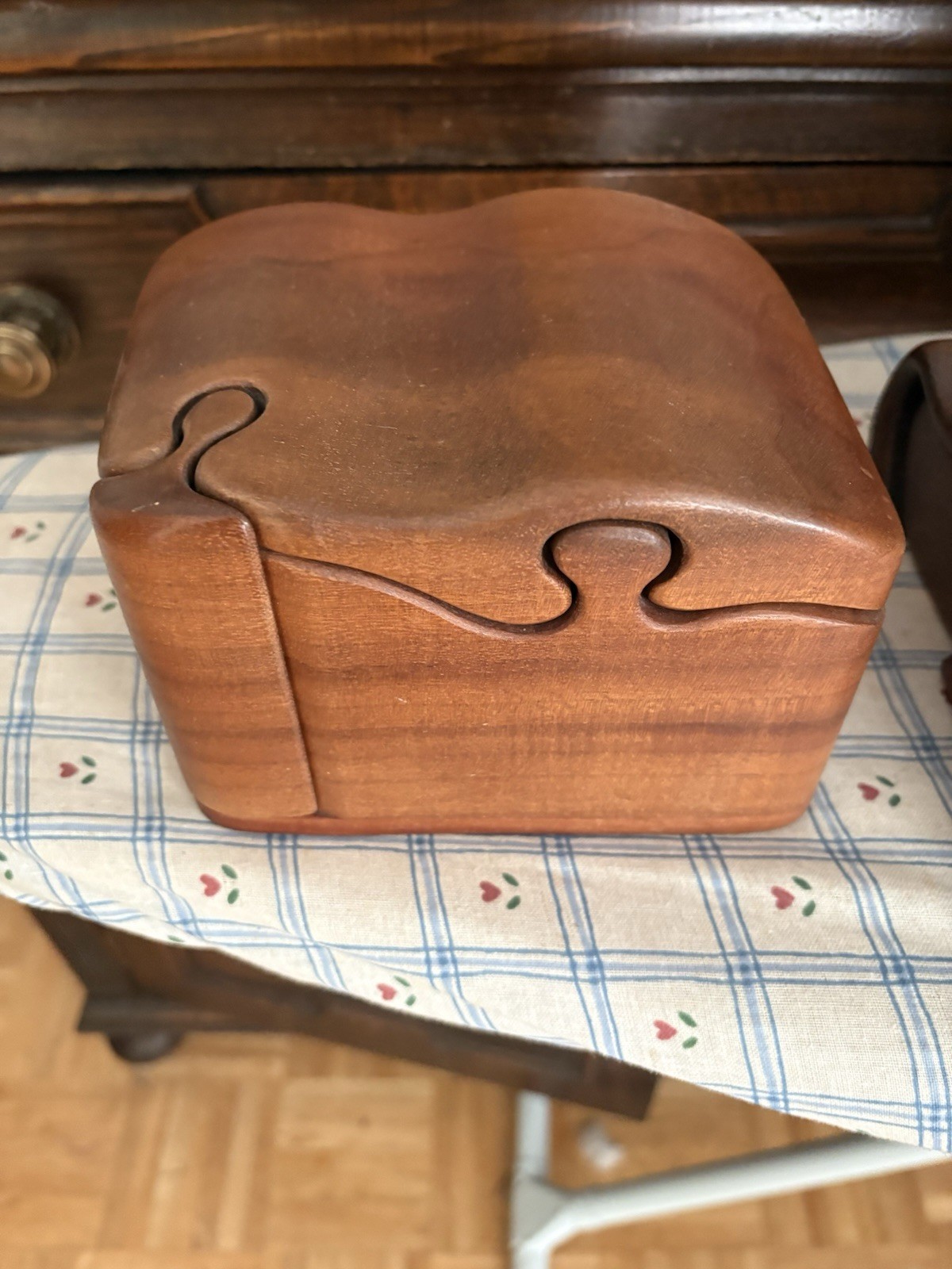 Fred and Marilyn Buss Vintage Wooden Puzzle Trinket Jewelry Box