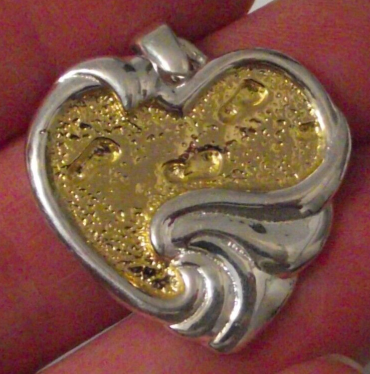 Gorham sterling silver 925 gold plate heart shape Footprints poem Jesus pendant