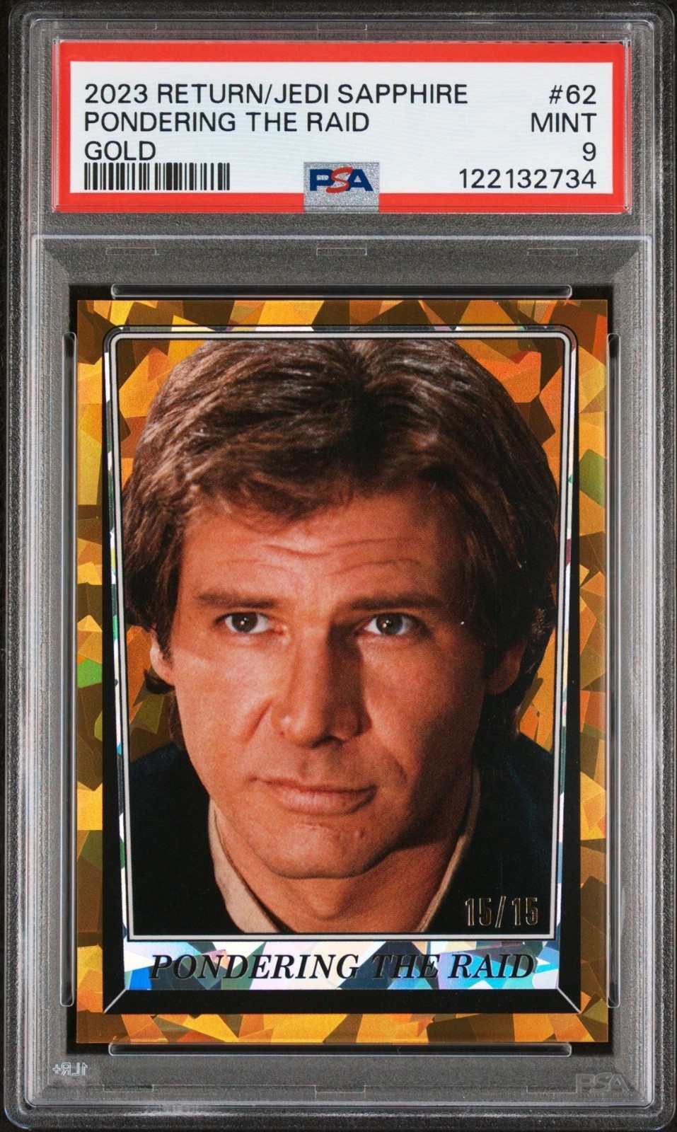 2023 STAR WARS ROTJ PONDERING THE RAID GOLD #62 HAN SOLO GOLD 15/15