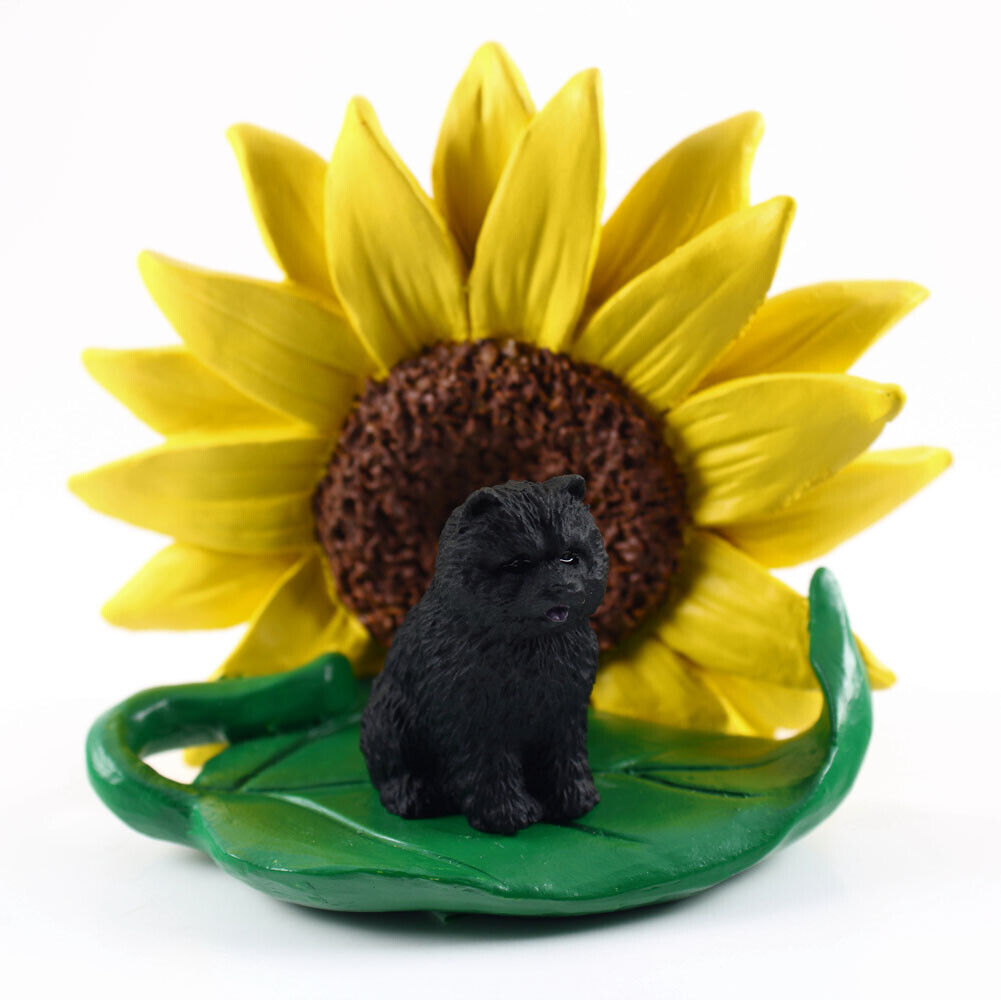 Chow Chow Sunflower Figurine Black