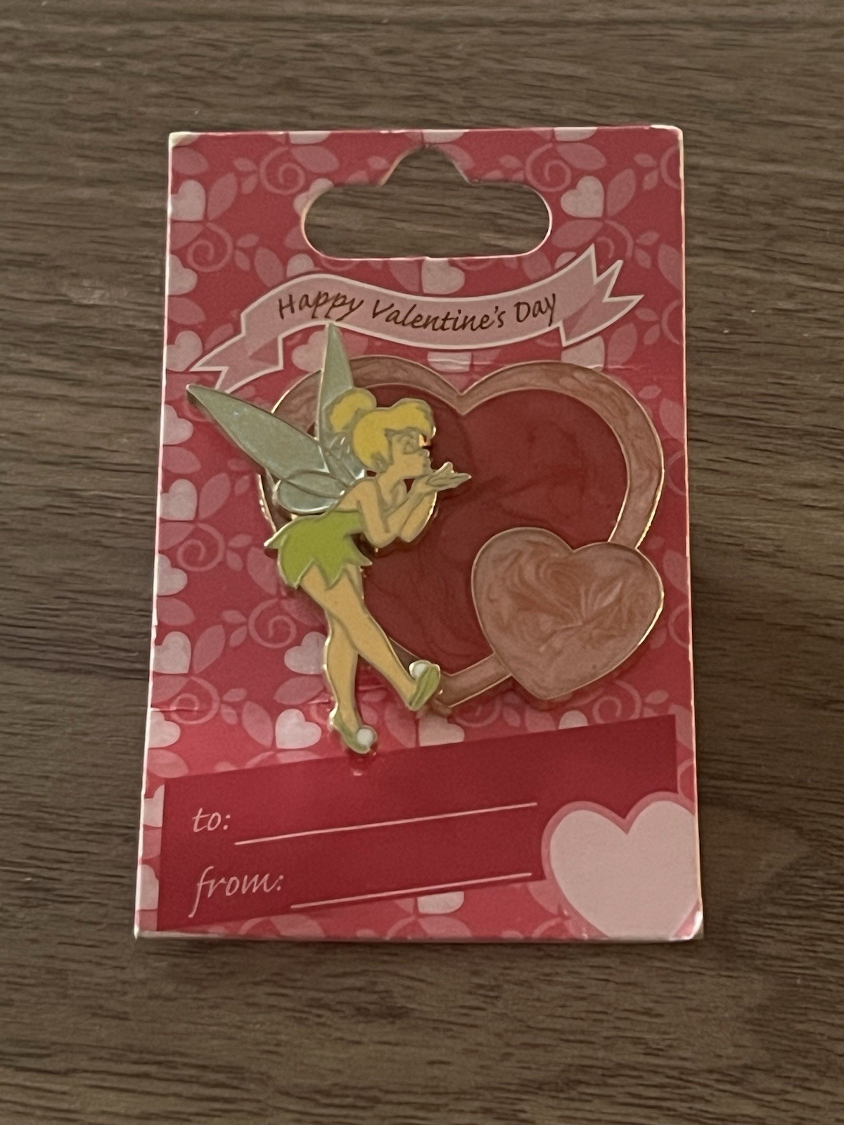 Disney Tinker Bell Blowing Kisses Pink Hearts Valentine\'s Day First Release Pin