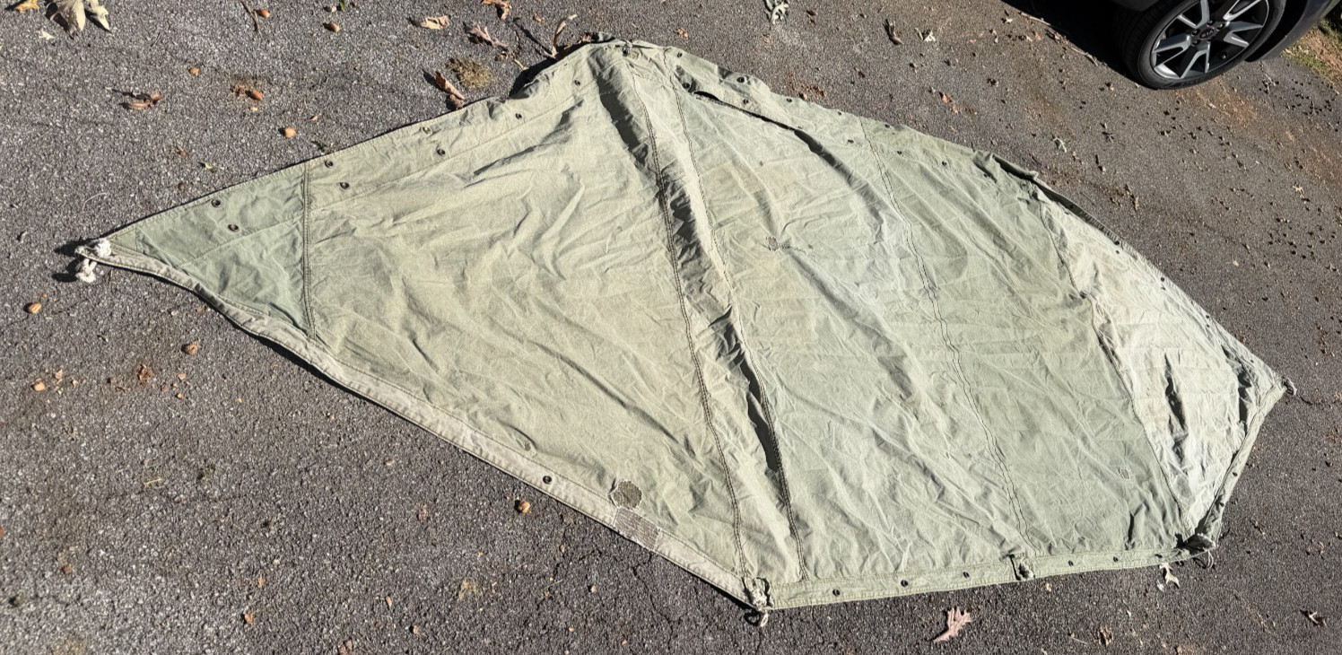 Vintage US Army Military Shelter Tent Half